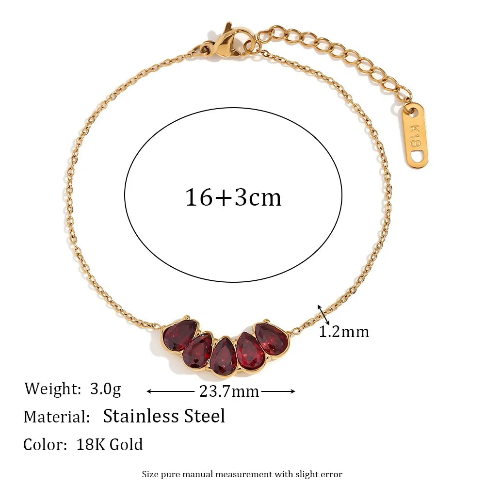 Damen-Armband mit roten Wassertropfen-Zirkonia