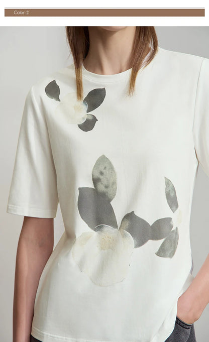 Damen T-Shirt im lässigen Stil mit floralem Print und Rundhalsausschnitt