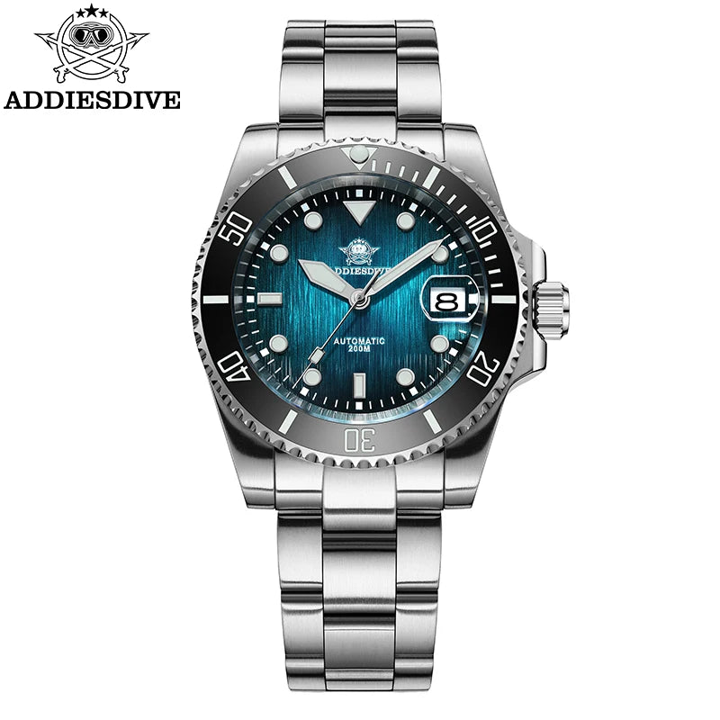 Herren Automatikuhr mechanisch Saphirglas 8215 200m wasserdicht Leuchtzeiger Edelstahl