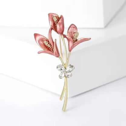 Brosche Blume Emaille Strass Anstecknadel vielseitig Damen