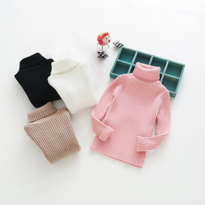 Kinder Pullover Kinder Solide Pullover 2024 Neue Winter Jungen Mädchen Rollkragen Gestrickte Pullover Warme Tops Kleidung für 4-12 jahre