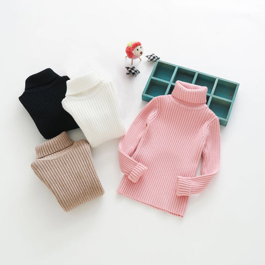 Kinder Pullover Kinder Solide Pullover 2024 Neue Winter Jungen Mädchen Rollkragen Gestrickte Pullover Warme Tops Kleidung für 4-12 jahre