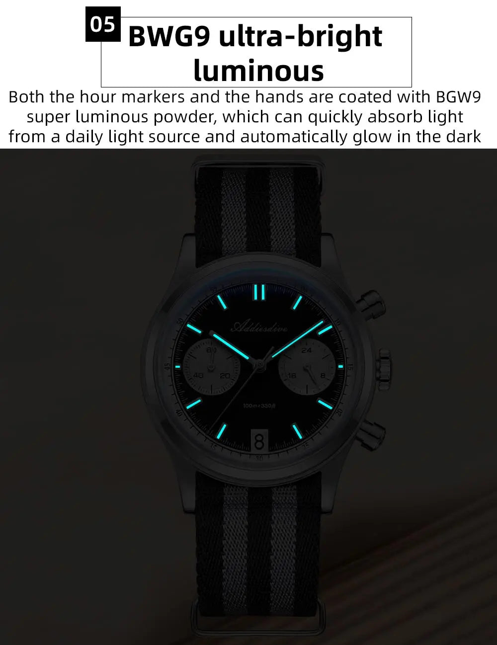 Herren-Chronograph mit Nylonarmband und Bubble-Mirror-Glas