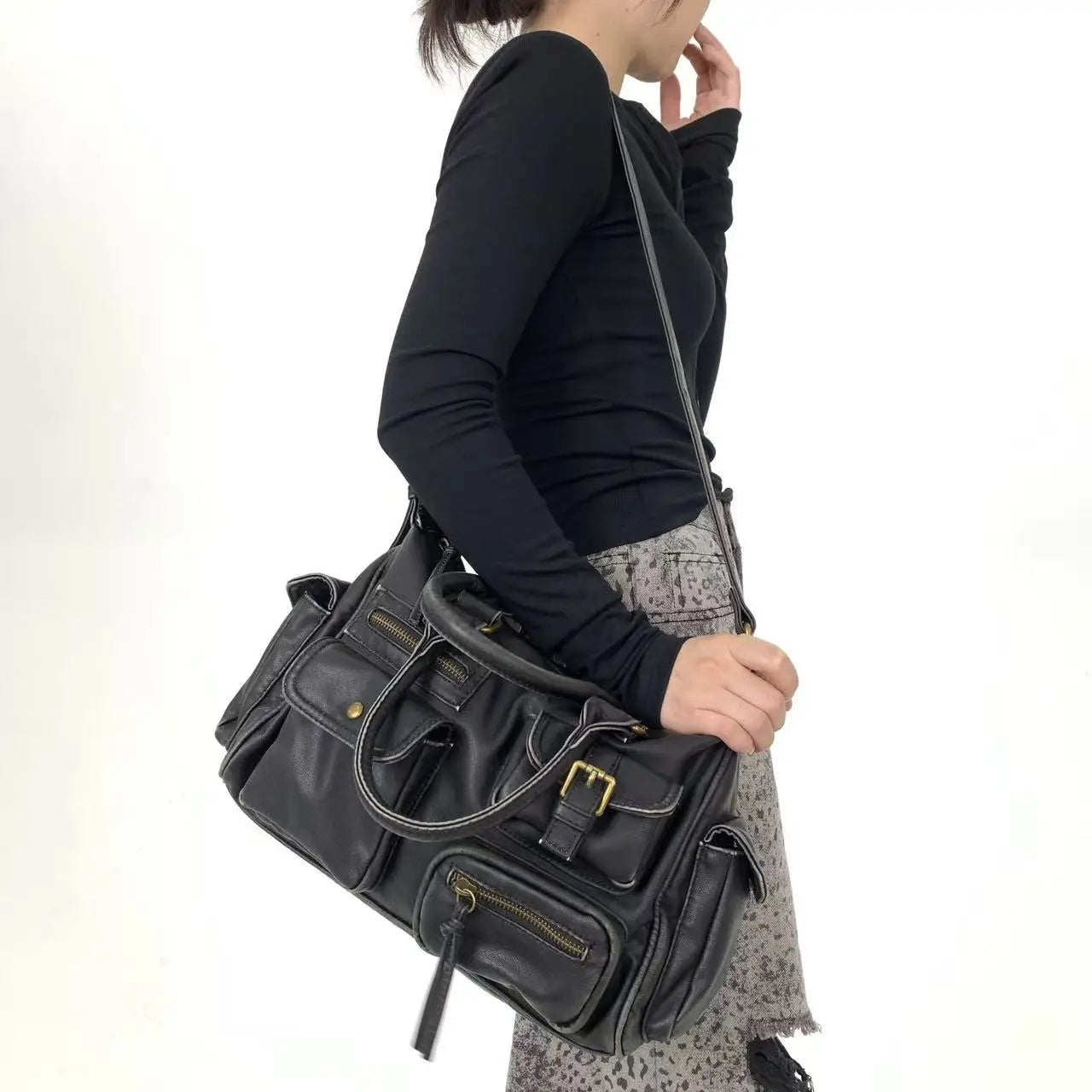 Damen-Handtasche Top-Handle aus PU-Leder mit Tassel-Design und Mehrfachfächern für Abendtaschen geeignet