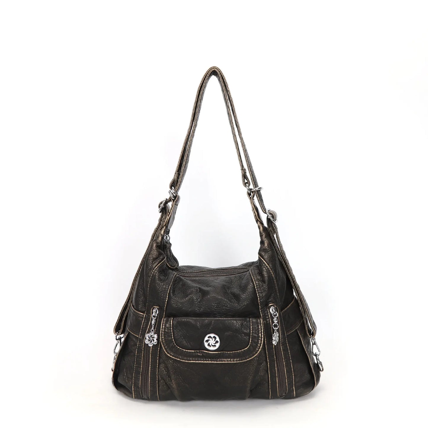 Damen-Schultertasche aus PU-Leder mit Mehrfachfächern, Handyfach und Geldbörse, Alltagstauglich