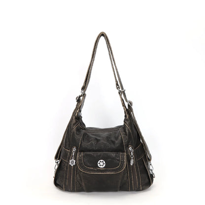 Damen-Schultertasche aus PU-Leder mit Mehrfachfächern, Handyfach und Geldbörse, Alltagstauglich