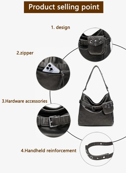 Damen-Schultertasche Vielseitig Geeignet für Alltag in stilvoller Form aus weichem Leder