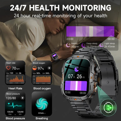LIGE 2024 Männer Frauen Smart Uhr Bluetooth Anruf Musik Spiel Stimme Assistent Smartwatch Outdoor Fitness Sport Taschenlampe Armbanduhr