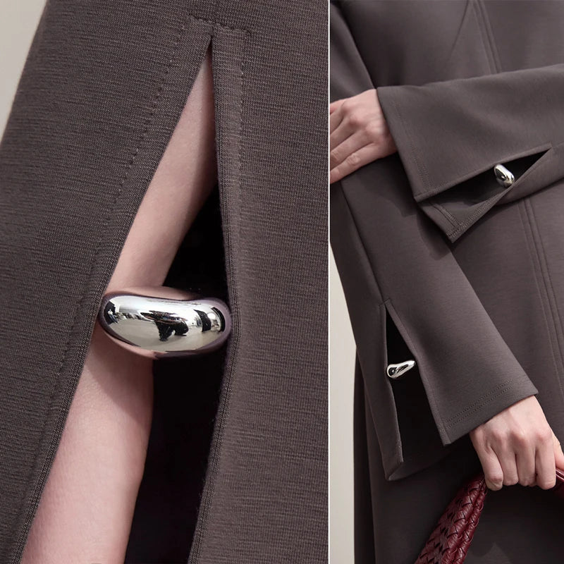 Komfortables Damen Strickkleid Mit V-Ausschnitt Und A-Linie