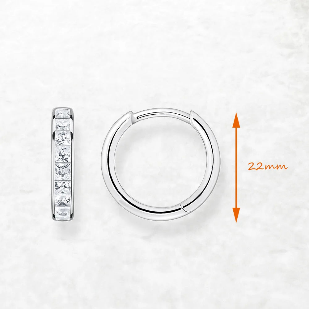 Damen-Creolen weißer Zirkon Scharnier massiv glamourös aus Sterlingsilber