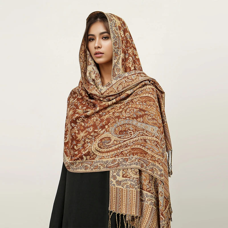 Damen Winterschal Kaschmir Jacquard Paisley lang Pashmina Bandana Foulard Luxus