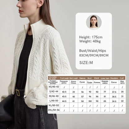 Damen-Rollkragen-Strickjacke Reißverschluss schlank Herbst