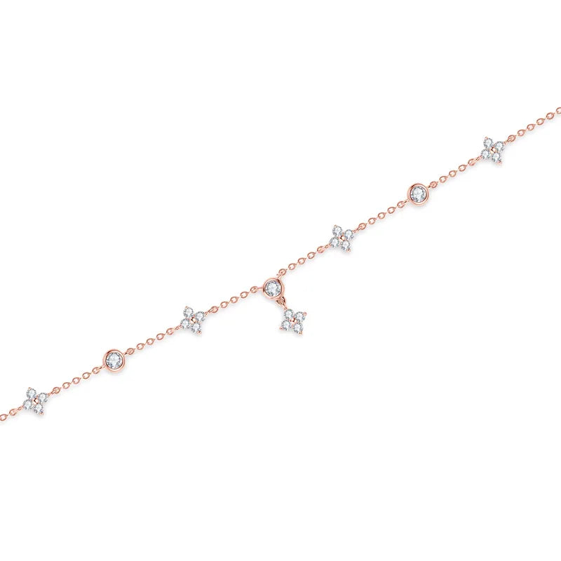 Damen-Armband Kleeblatt mit Moissanit verstellbar