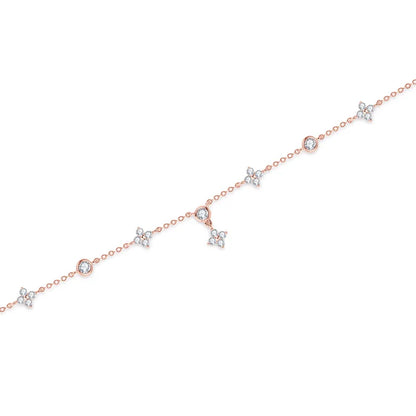 Damen-Armband Kleeblatt mit Moissanit verstellbar