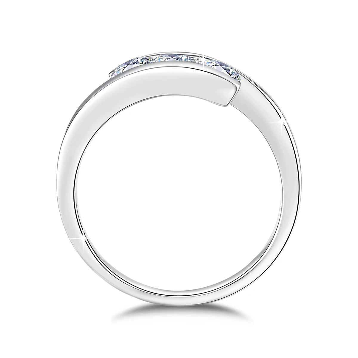 Damen-Ring aus Sterlingsilber 925 Mit Moissanit-Dreistein Und Zertifikat Verlobungs-Schmuck