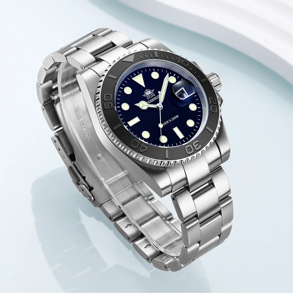 ADDIESDIVE 41mm reloj hombre Watch For Men 20Bar Diving 316L Stainless Steel Montre Homme BGW9 Super Luminous Quartz Watches