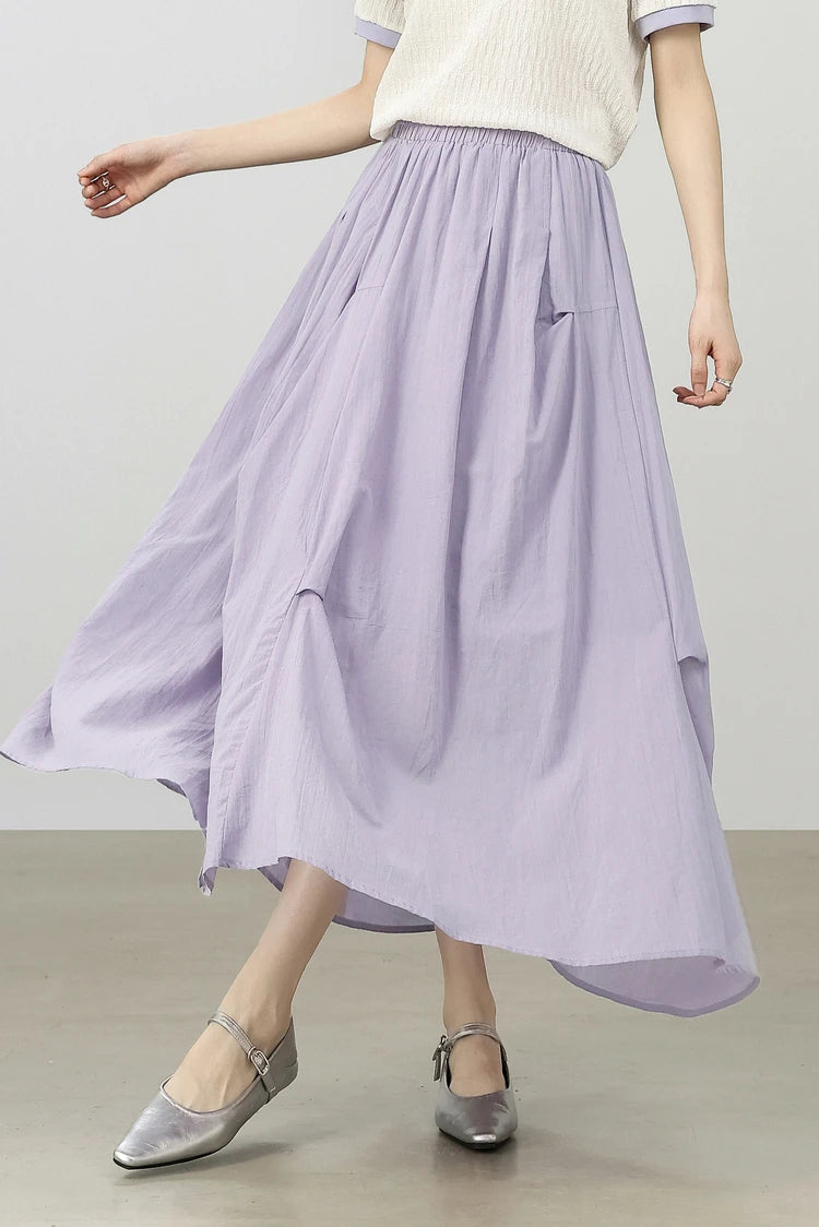 Damen Midirock aus 100 Prozent Baumwolle im eleganten A-Linien-Stil