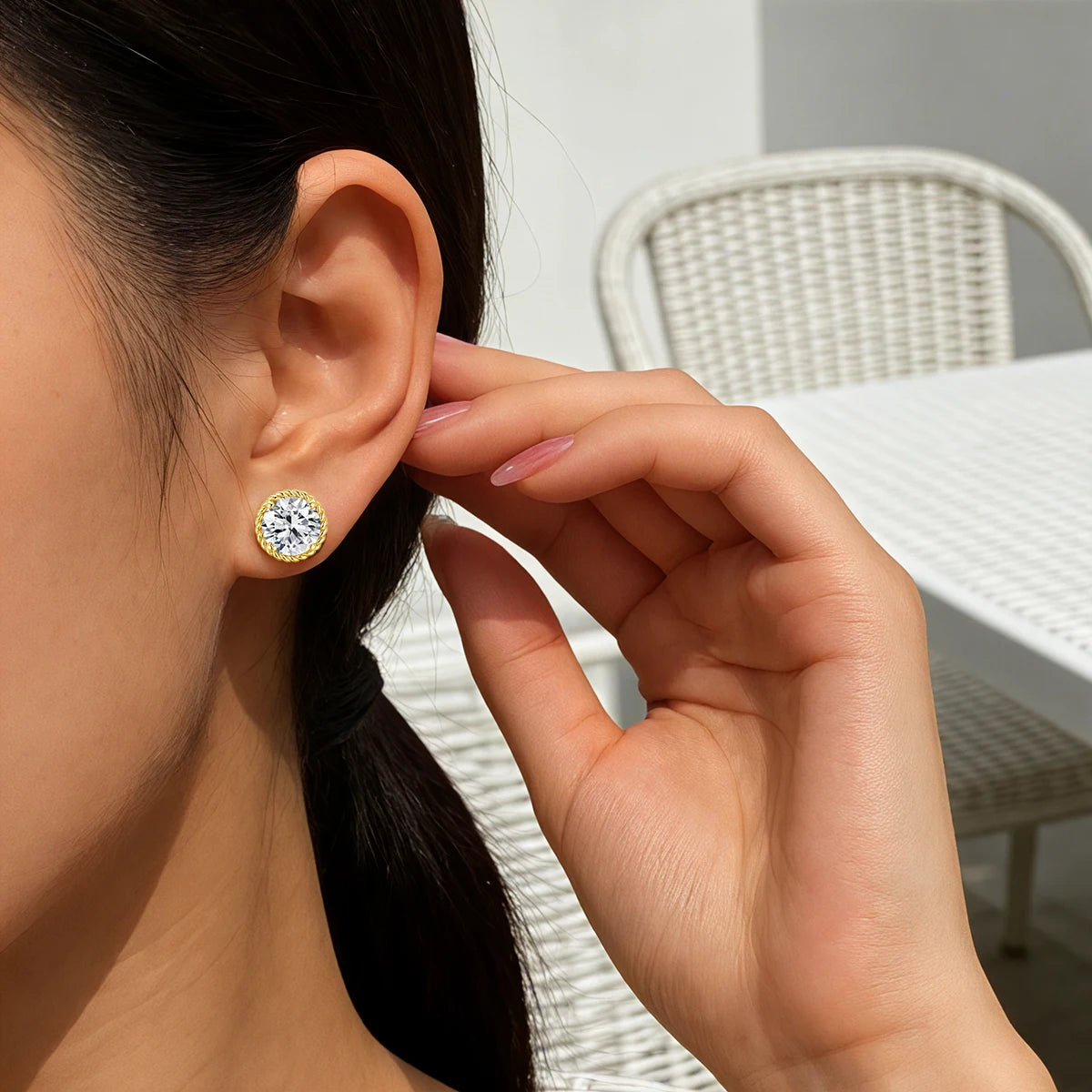 Unisex-Ohrstecker Moissanit D-Farbqualität aus 925er Sterling Silber GRA Zertifiziert