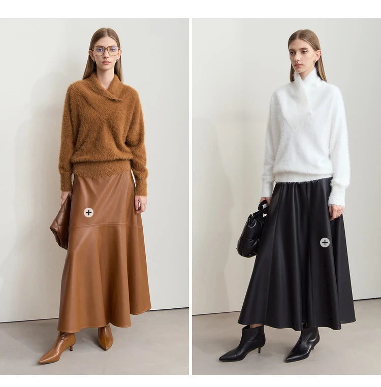 Damen-Rollkragenpullover locker Fledermausärmel Winter