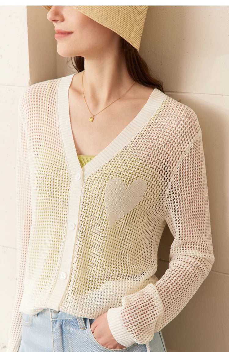 Damen-Strickjacke V-Ausschnitt Viskose locker elegant Frühling