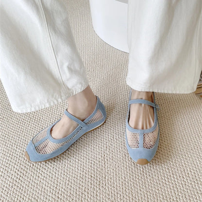AIYUQI Damensandalen 2025, neue Mesh-atmungsaktive, rutschfeste Mary Jane-Damenschuhe, große flache Fischerschuhe für Damen
