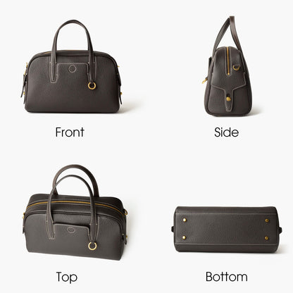 Echtleder Damen-Top-Handle Bowling-Handtasche