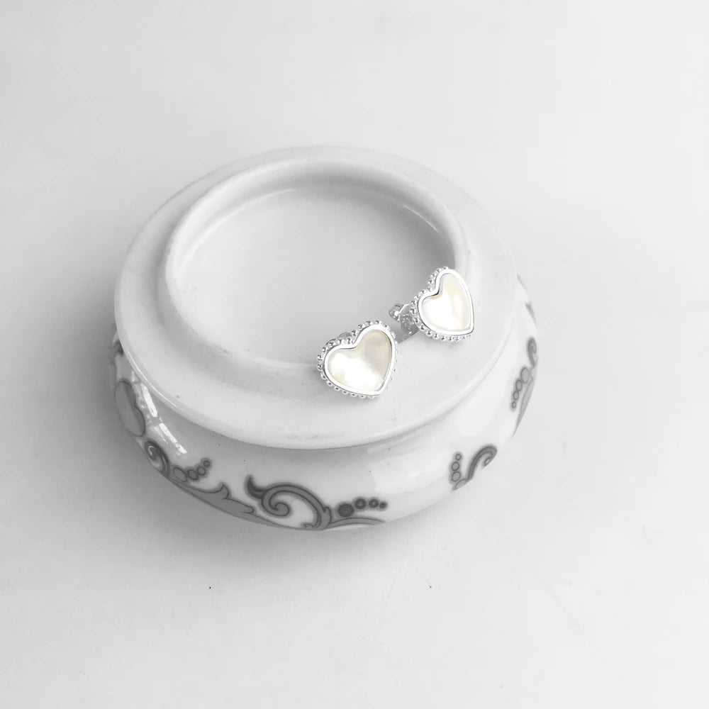 Damen-Ohrstecker Muschel-Herz romantisch 925 Sterlingsilber
