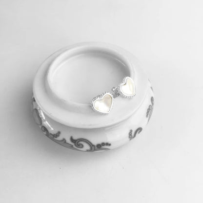 Damen-Ohrstecker Muschel-Herz romantisch 925 Sterlingsilber
