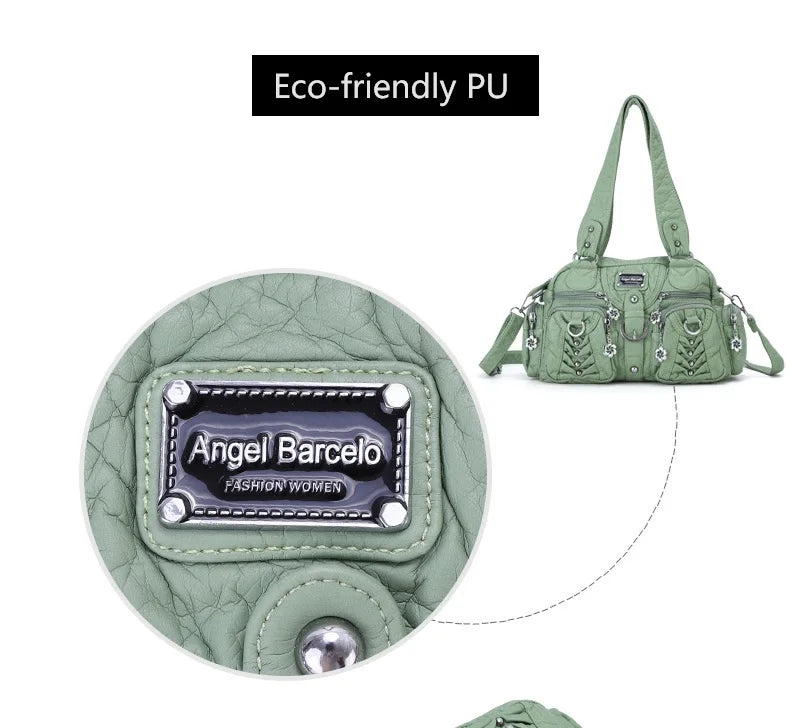 Damen-Satchel-Tasche aus PU mit Reißverschluss und viel Stauraum für Smartphone und Wertsachen