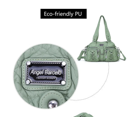 Damen-Satchel-Tasche aus PU mit Reißverschluss und viel Stauraum für Smartphone und Wertsachen