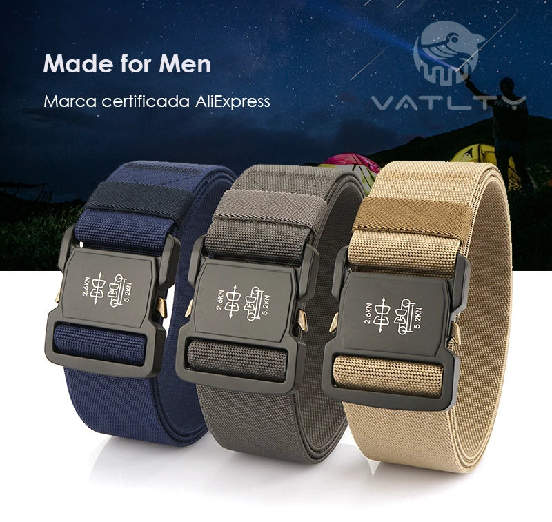 Herren-Gürtel Elastisch mit Aluminium-Schnalle 5 cm Breit Militärisch-Taktischer Stil