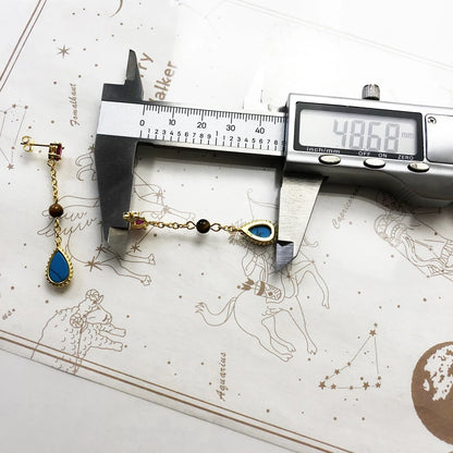 Damen-Ohrtropfen Skarabäus Wasserstern Vintage Herbst aus Sterlingsilber
