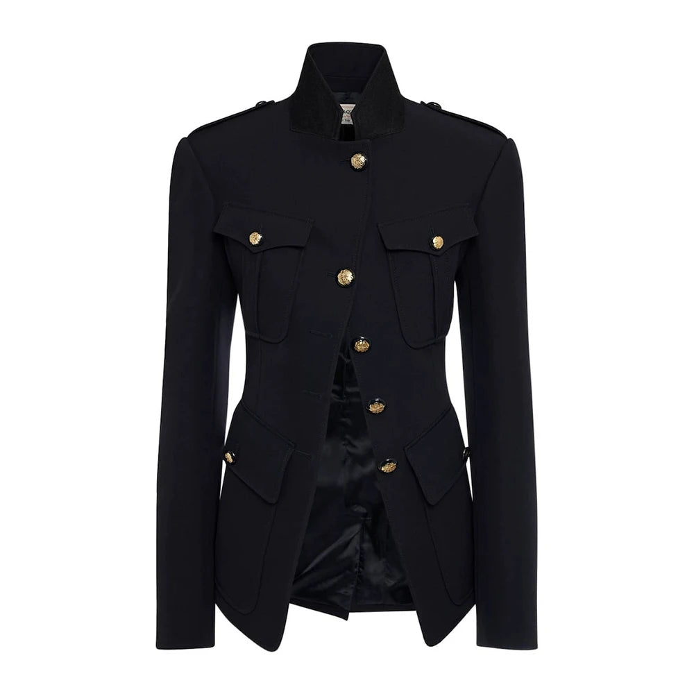 Elegantes Damen-Kleid mit Karomuster und Patchwork-Design, langärmelig und mit Reverskragen – figurbetont und knielang.