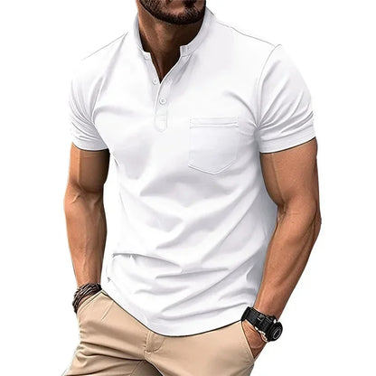 Herren-Polohemd mit doppeltem Stehkragen und kurzen Ärmeln – ideal für Sport im Herbst und Winter