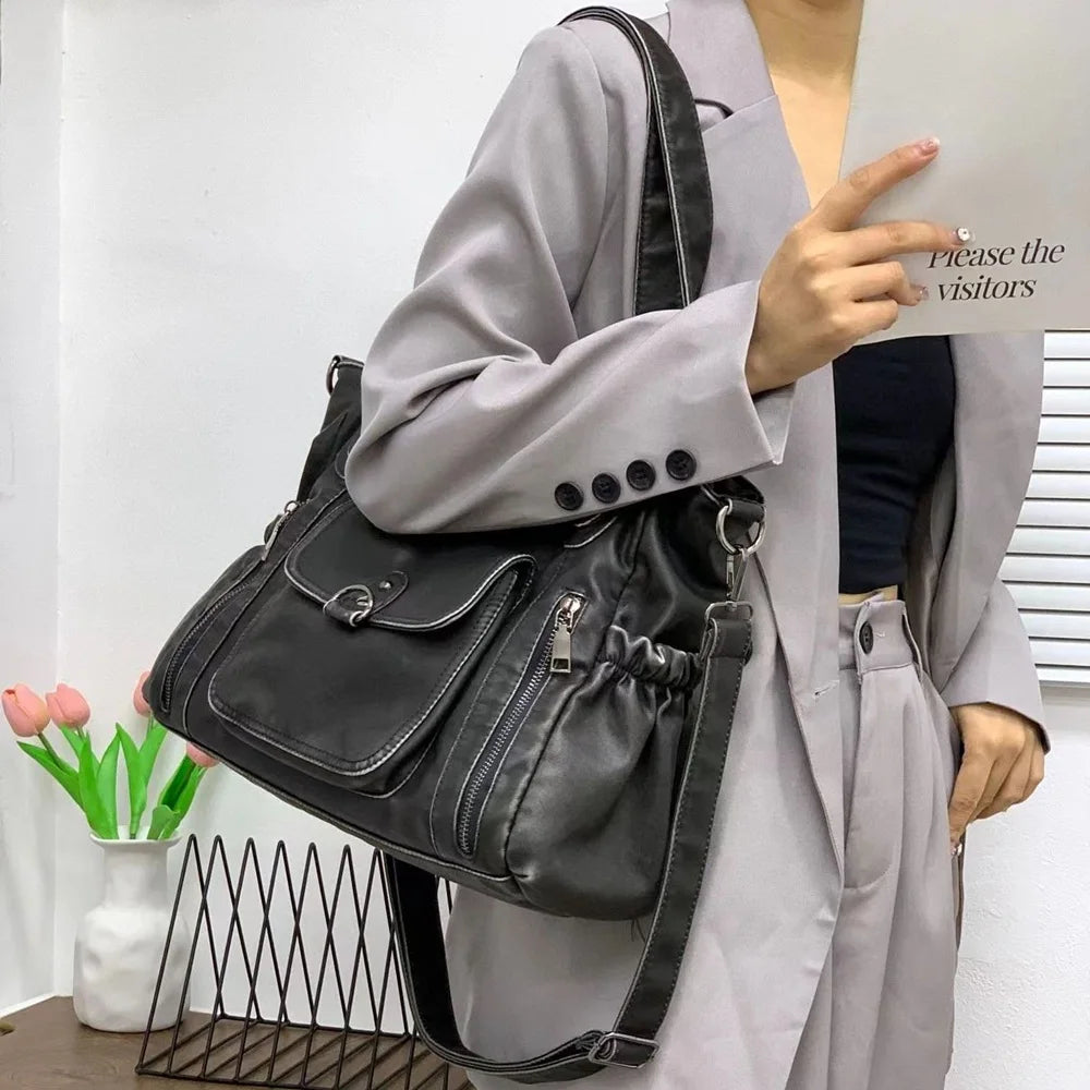 Damen-Handtasche Großes Fassungsvermögen mit Oberem Tragegriff für Alltag und Einkauf