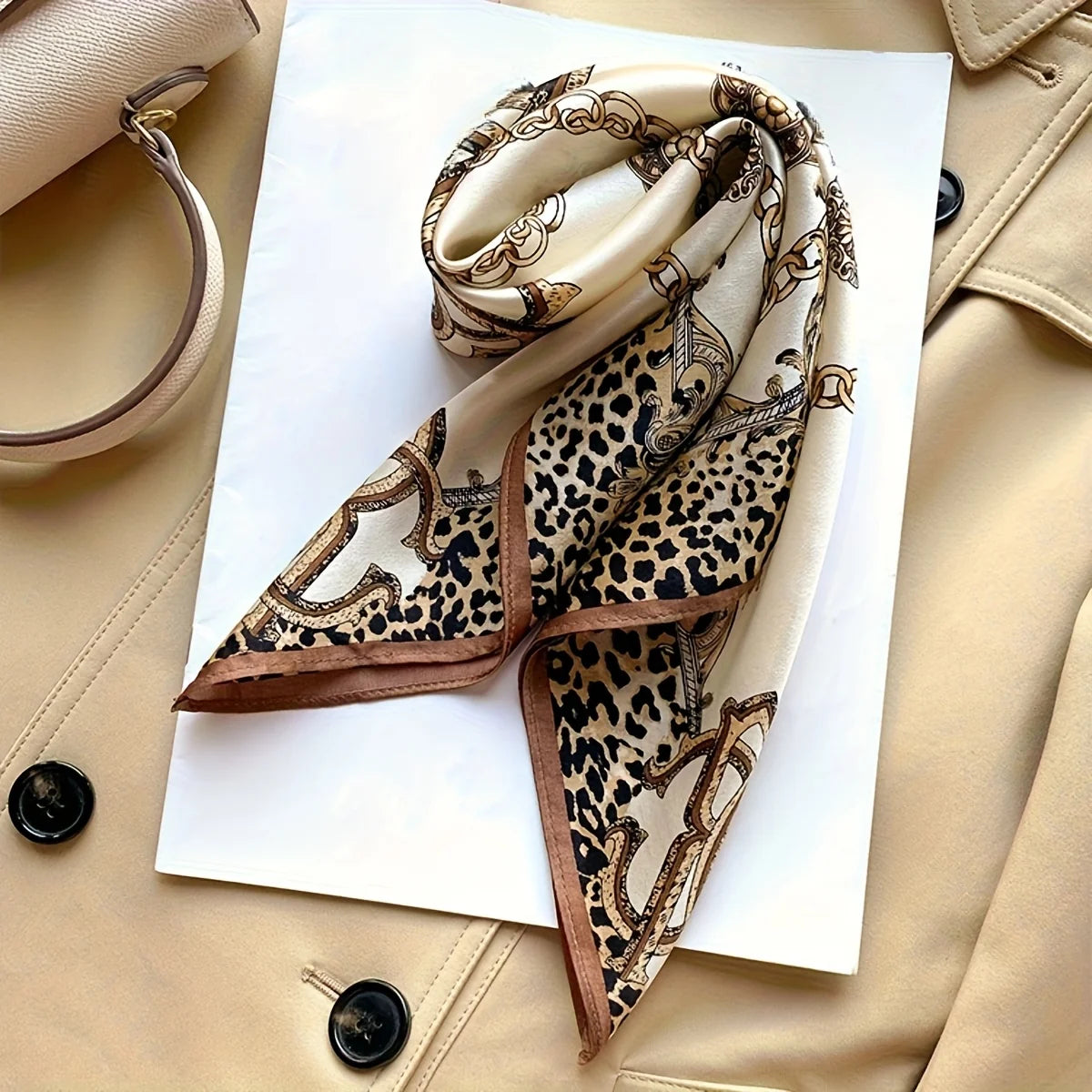 Damen Seidenschal klein quadratisch Haarband Halstuch Kopftuch Bandana D