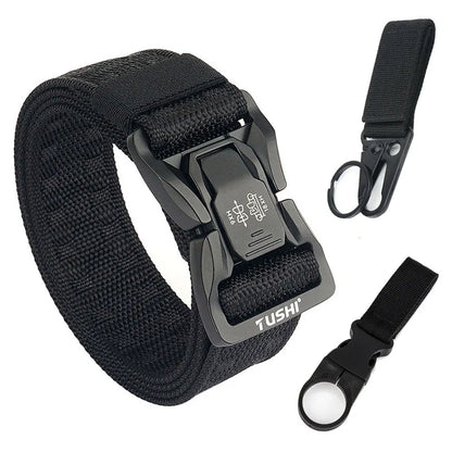 Herren-Taktischer Outdoor-Gürtel Mit Metall-Schnalle Und Schnellverschluss In Schwarz