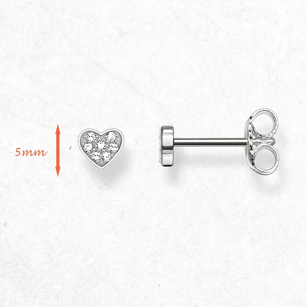 Damen-Ohrstecker Liebesherz weißer Stein aus Sterlingsilber