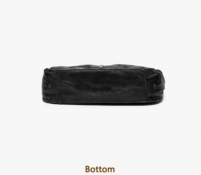 Damen-Hobo-Handtasche Vintage-Stil aus weichem Kunstleder mit geflochtenem Tragegurt und Mehrfach-Reißverschlussfächern