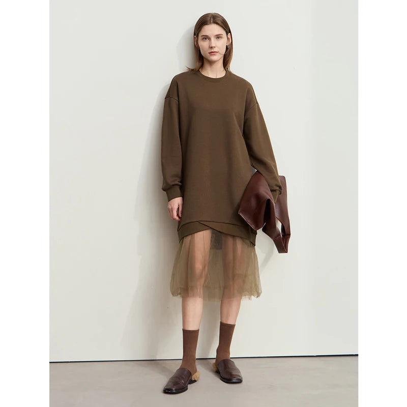 Elegantes Damen Strickkleid Mit Langen Ärmeln Für Den Winter