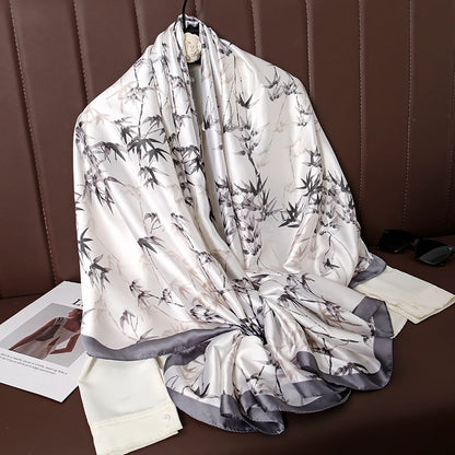 Damen Satin Seidenschal Hijab Sommer Sonnenschutz Strand Kopftuch Foulard