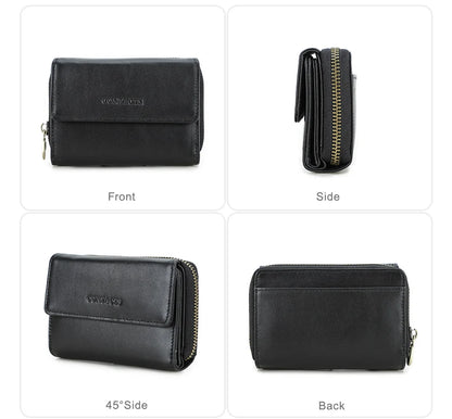Damen Echtleder Geldbörse Vintage Mode Handtasche Münzfach Geldclip Business