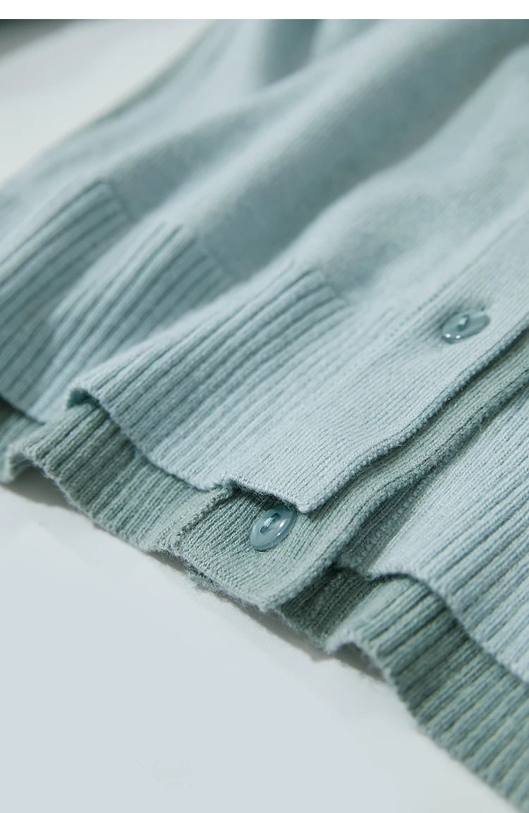 Damen-Strickjacke V-Ausschnitt koreanisch Fake-Zweiteilig Wolle locker Herbst