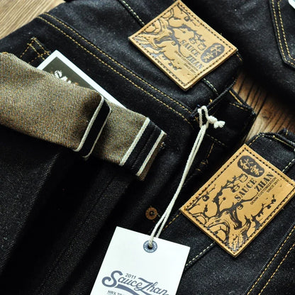 Herren Jeans aus Baumwolle und Leinen im Taper Fit mit 16,5 Unzen