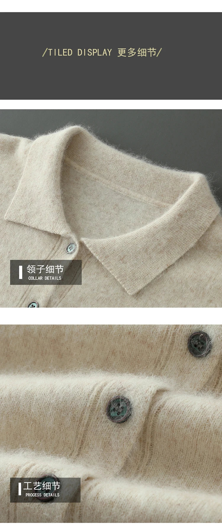 Maillard Polo-Kragen-Pullover für Herren, Herbst/Winter 2024, lässige Business-Männer, 100 % reiner Nerz-Kaschmir-Strickjacke, große Strickjacke