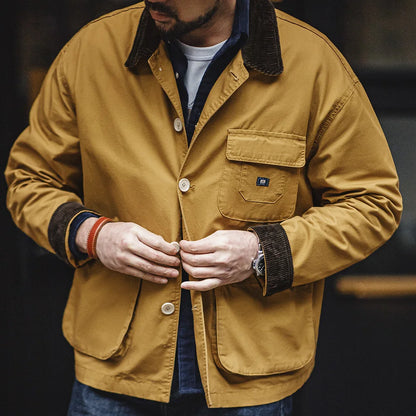 Herren Kurze Jacken Retro Jagd Revers Plus Size Outwear Frühling Herbst