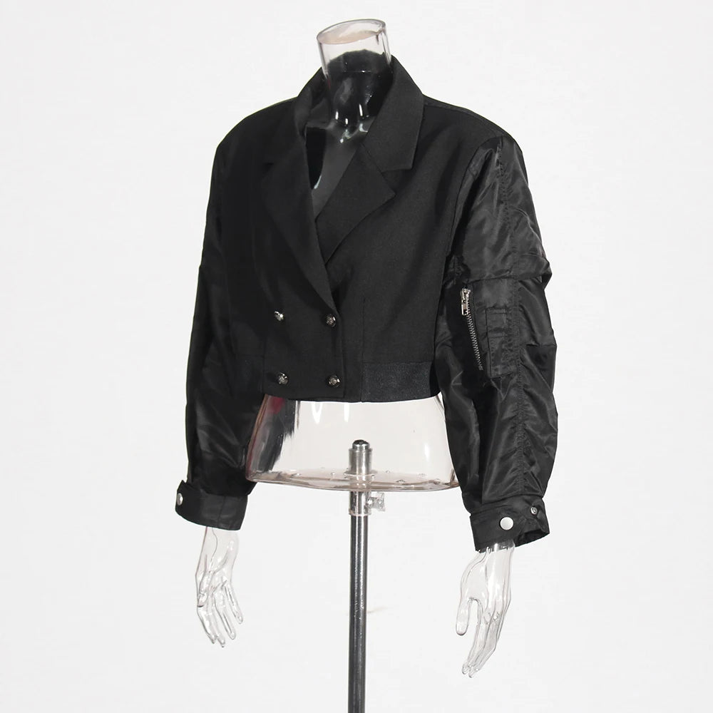 Elegantes Damen-Zweiteiler-Set mit O-Ausschnitt und halblangem Ärmel, bestehend aus farblich abgesetztem Mantel und hoch tailliertem Rock.