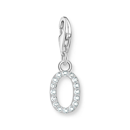 Damen-Charm-Anhänger Buchstaben weißer Stein klassisch aus Sterlingsilber