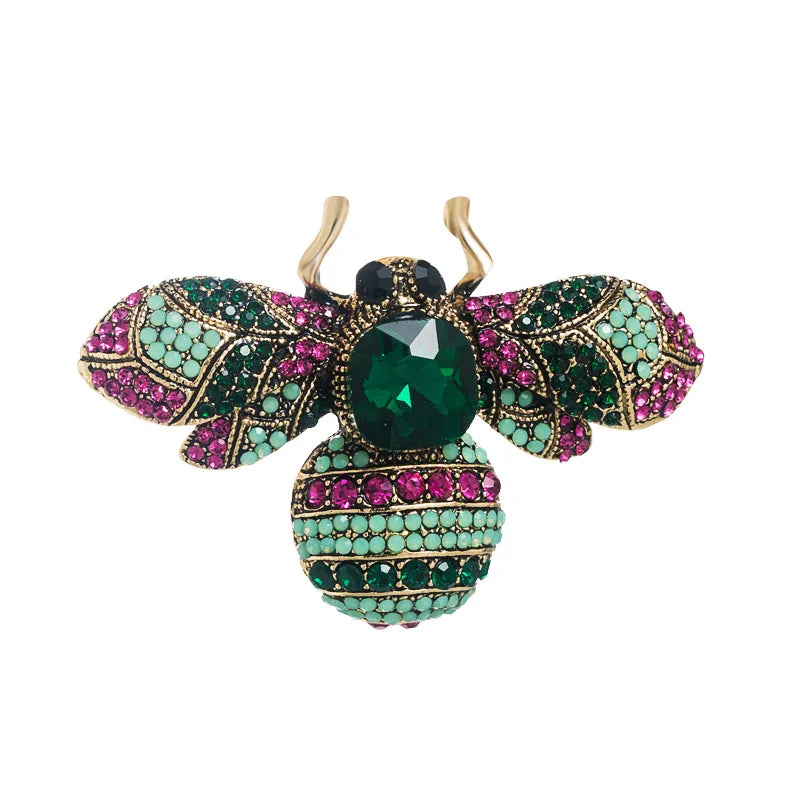 Brosche Biene Kristall Strass Groß Metall Vintage Luxus Anzug Damen