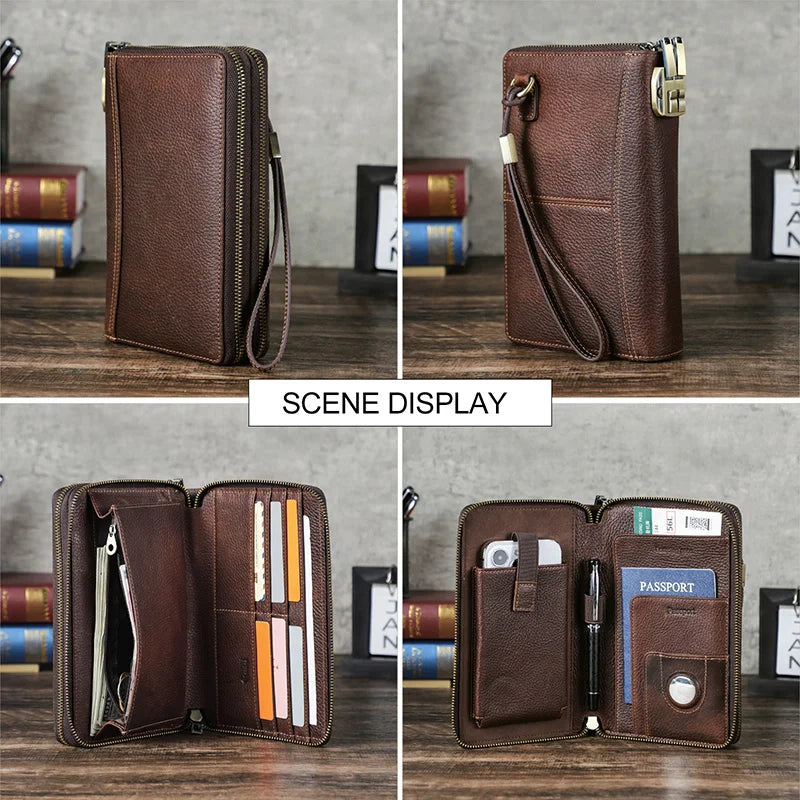 Herren Echtleder Geldbörse Vintage Luxus Business Handtasche Clutch Geldclip